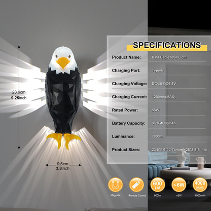 Bald Eagle Wall Light With Remote
