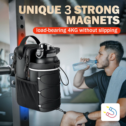 Upgraded Super Strong Magnetic Gym Water Bottle Bag with Phone Pocket & Shoulder Strap