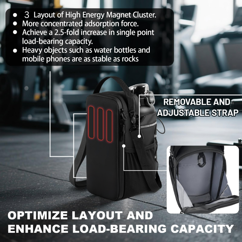 Upgraded Super Strong Magnetic Gym Water Bottle Bag with Phone Pocket & Shoulder Strap