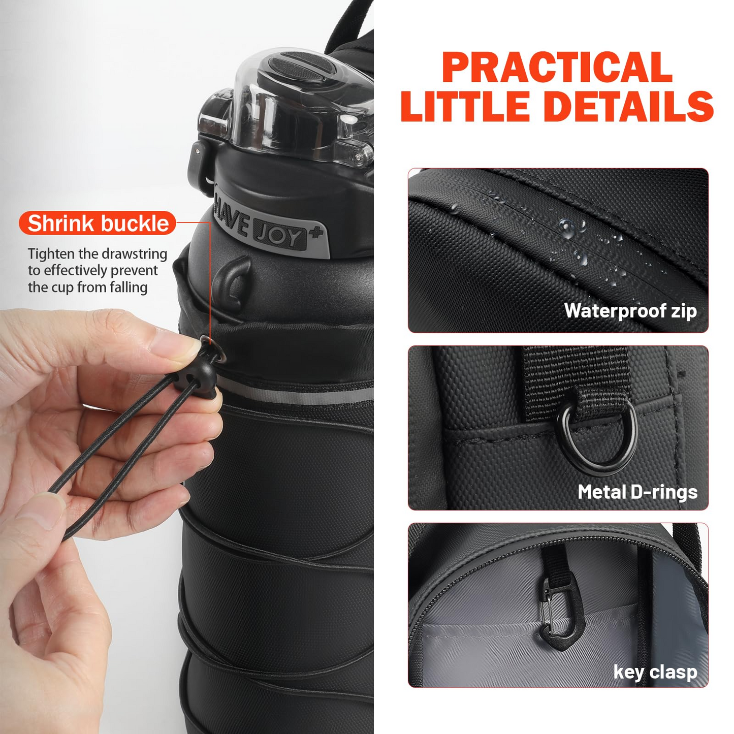 Upgraded Super Strong Magnetic Gym Water Bottle Bag with Phone Pocket & Shoulder Strap